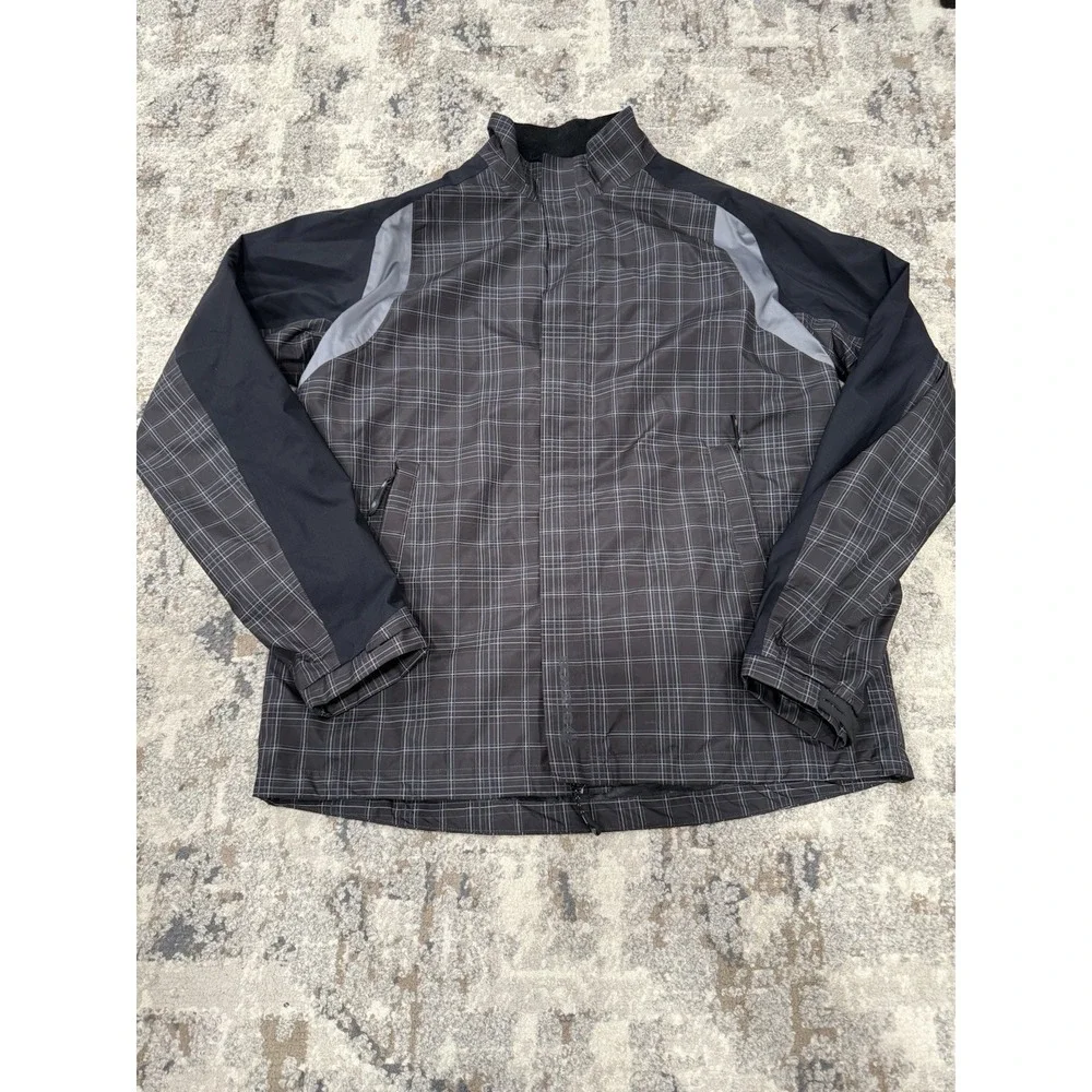 SUNICE TYPHOON Gray Black Plaid Poly Golf Full Zip Jacket Size Medium